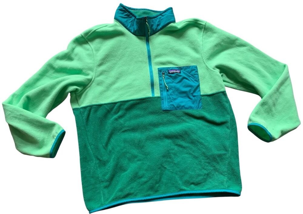 Patagonia Microdini 1/2 Zip Gather Green Fleece Pullover Jacket Sweater Men’s L